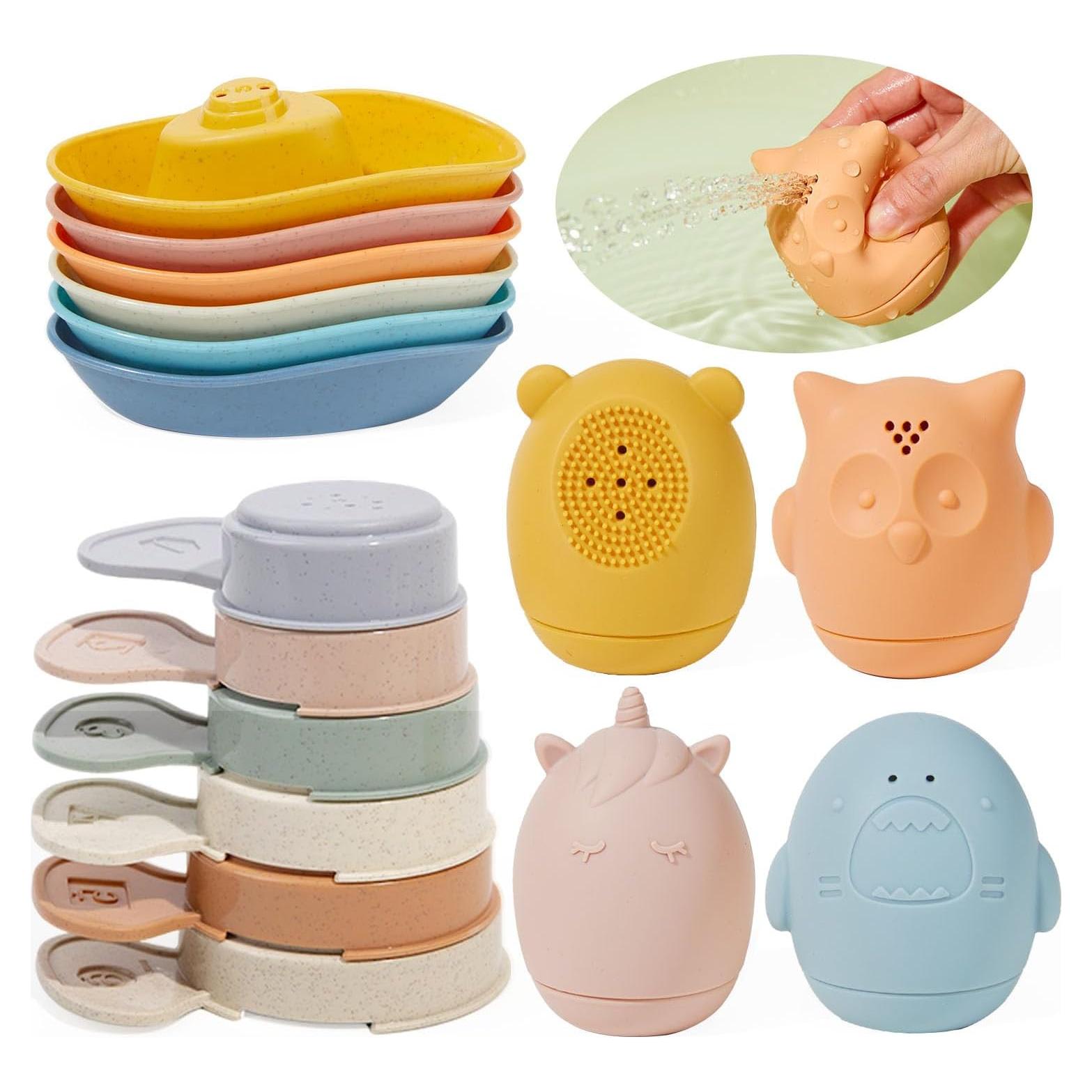 Juguetes de baño AMCHSURI para bebés 16 piezas sin moho