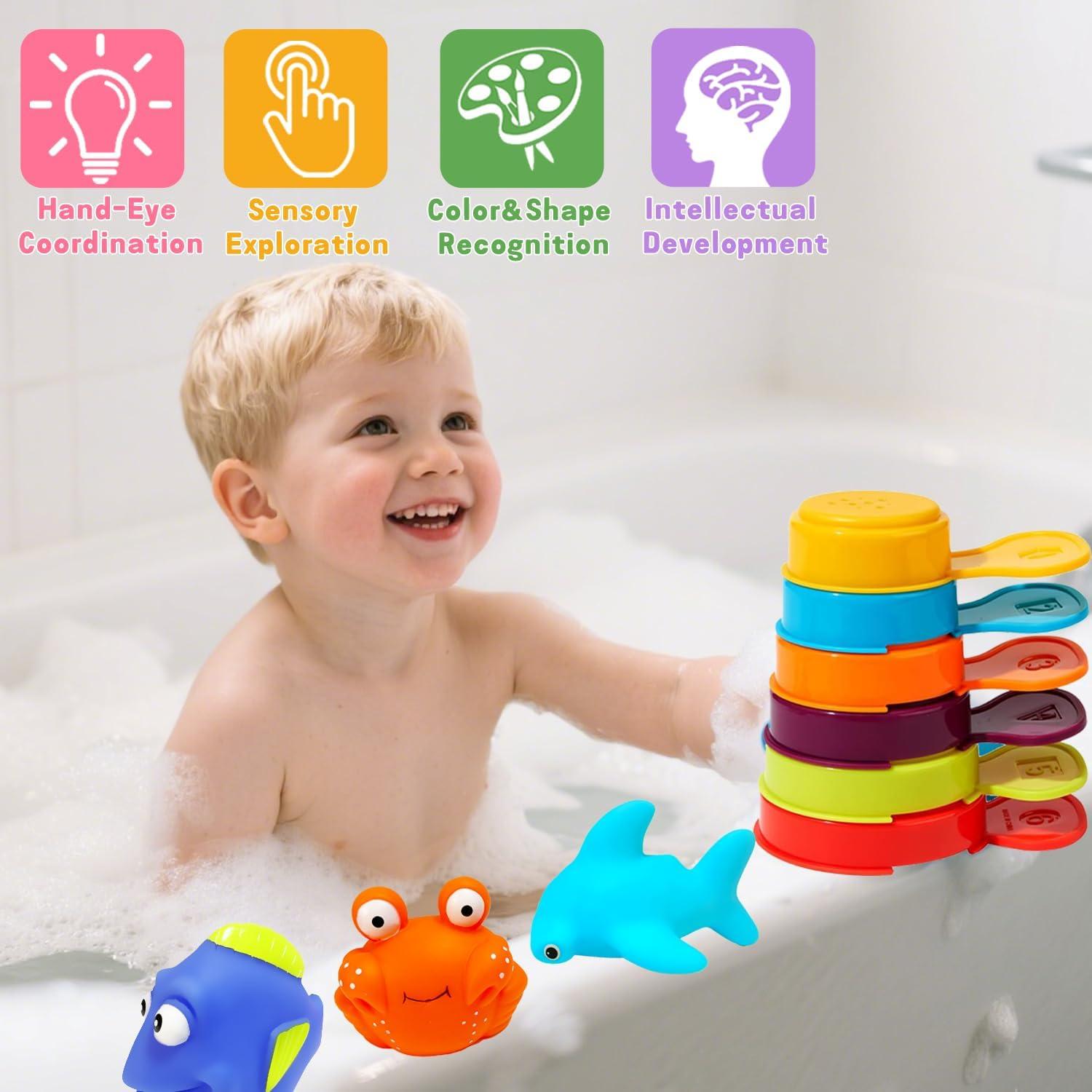 Juguetes de baño Tidesiok 17 PCS para bebés 1 a 3 años