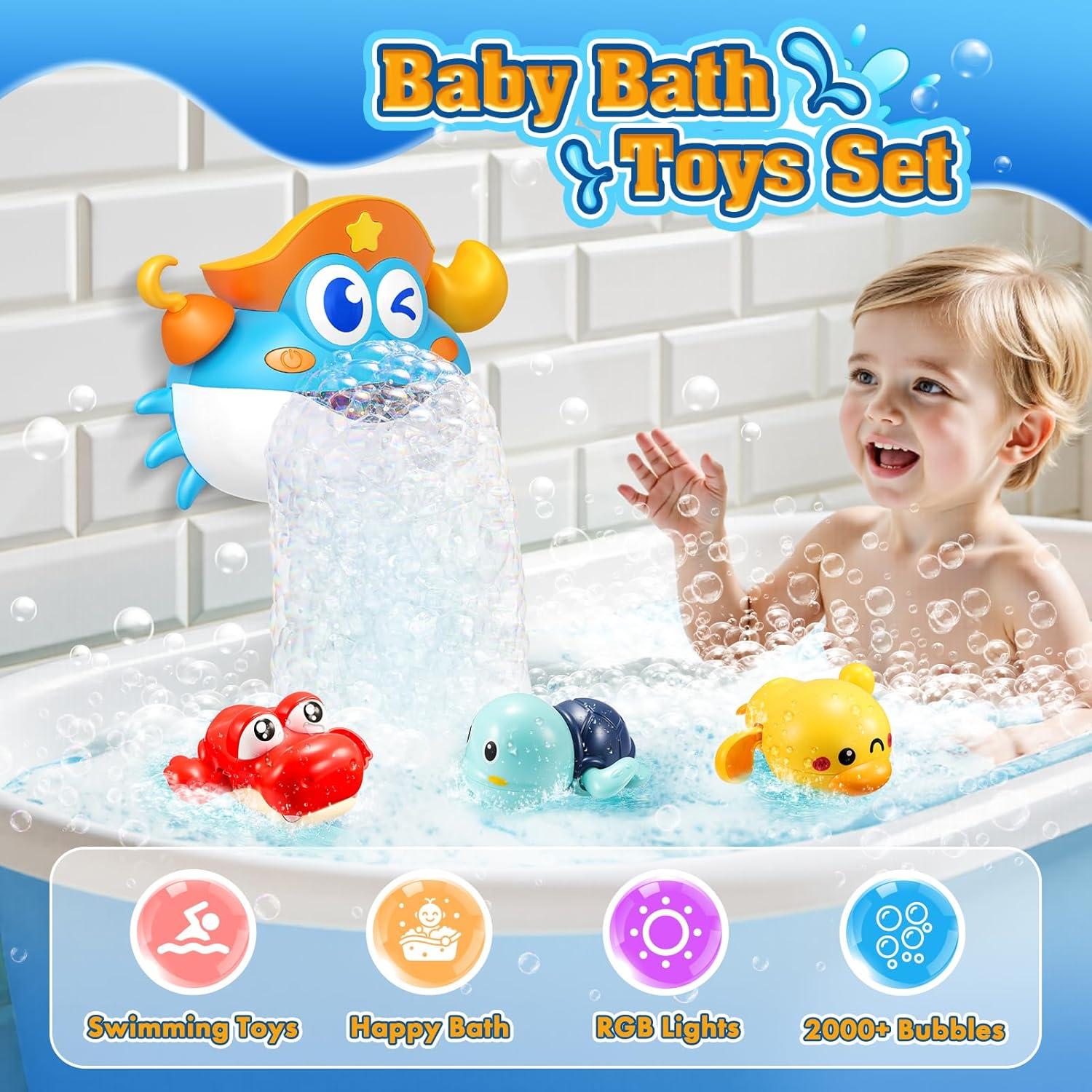 Juguetes de baño para bebés Toyjolka - Máquina de burbujas cangrejo LED