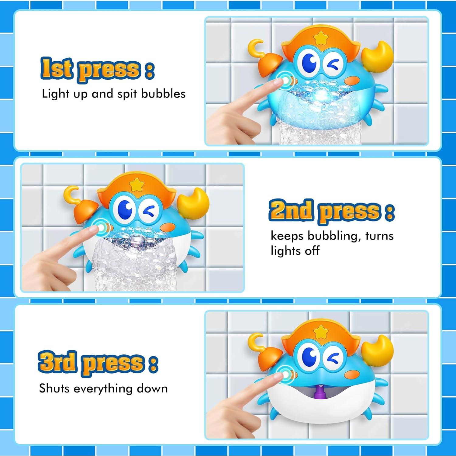 Juguetes de baño para bebés Toyjolka - Máquina de burbujas cangrejo LED