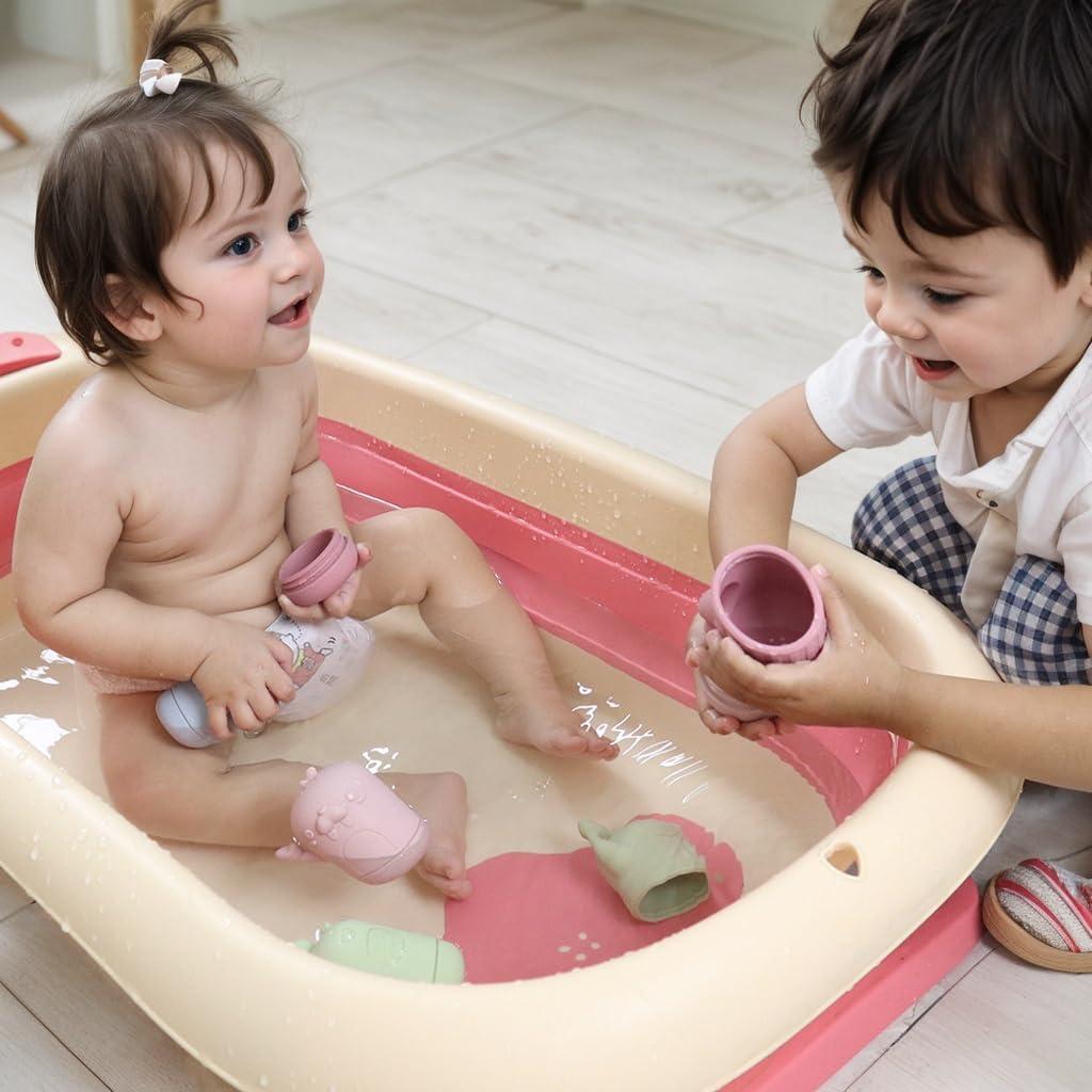 Juguetes de baño de silicona Ginbear para bebés - 4 piezas Dino