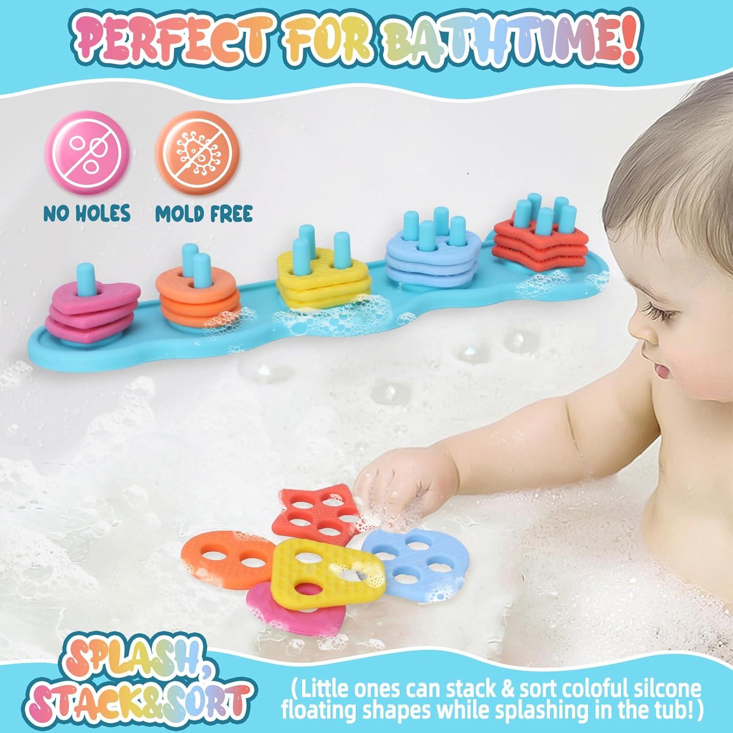 Set de Juguetes de Baño de Silicona para Bebés - 20 Piezas
