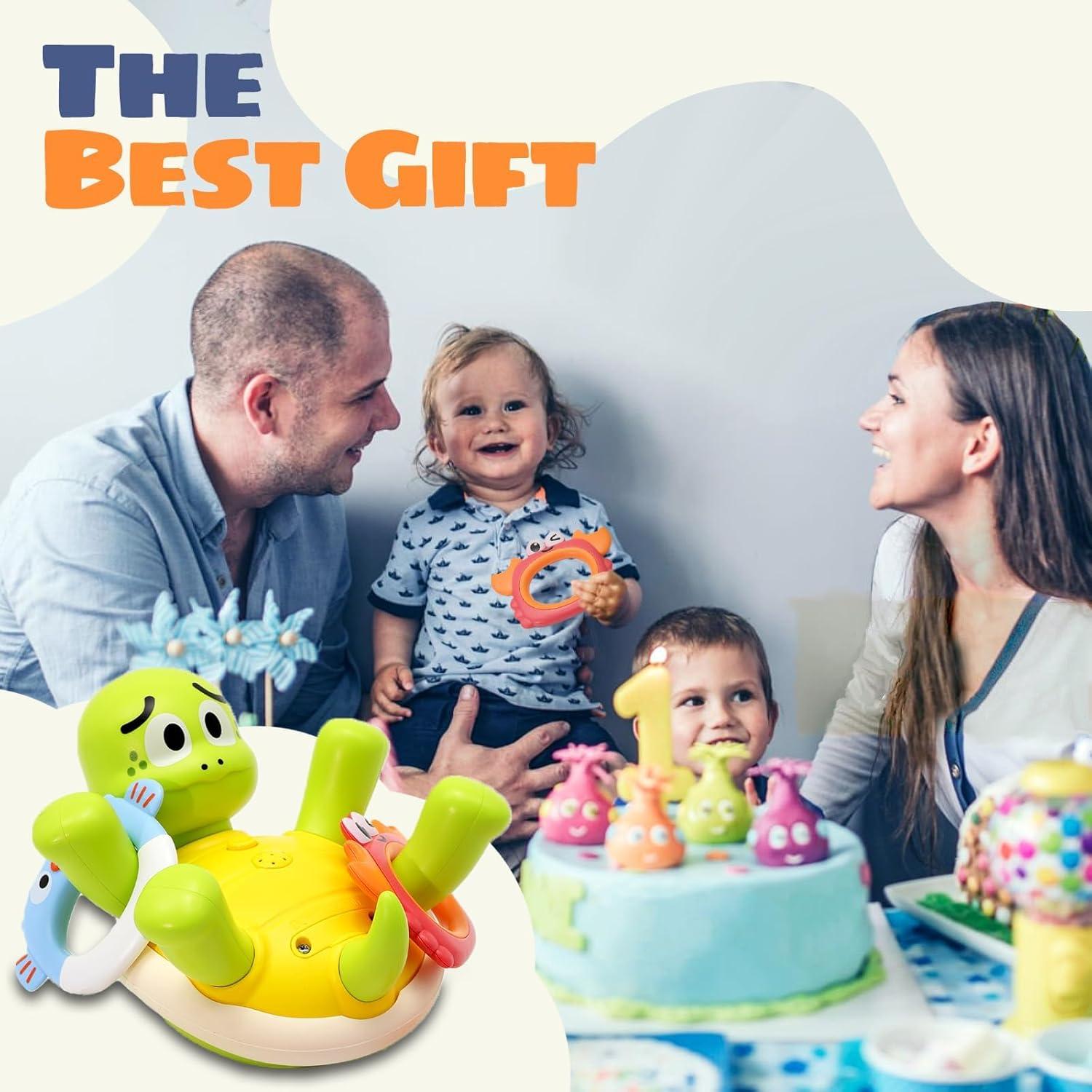 Sizobi Baby Bath Toys, Rechargeable Turtle Bath Toy Sprinkler for Toddler with 5 Rings, Bathtub Fountain Spray Toy, Pool Water Bath Toys for Kids Ages 1-3 Boys Girls Birthday Christmas Gifts