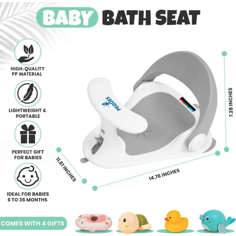 Asiento de Baño Antideslizante para Bebés Gris - 6 Meses en Adelante