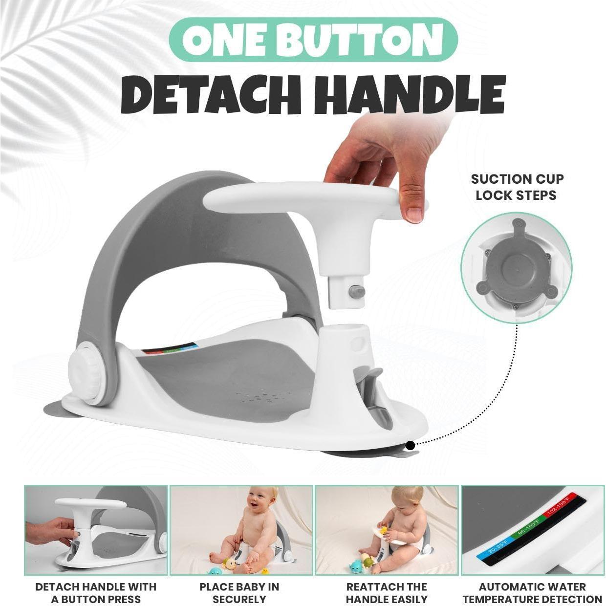 Asiento de Baño Antideslizante para Bebés Gris - 6 Meses en Adelante