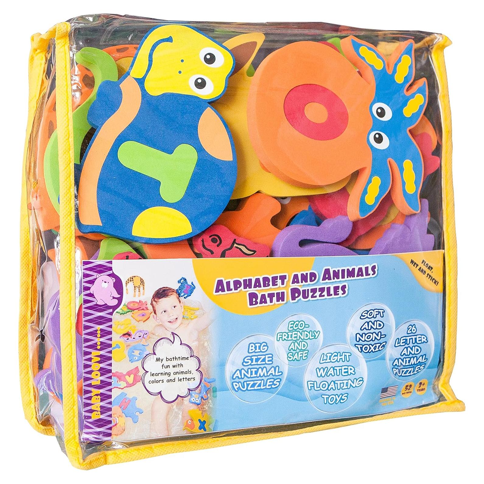 Juguetes de Baño de Espuma Baby Loovi - Alfabeto y Animales 52 Piezas