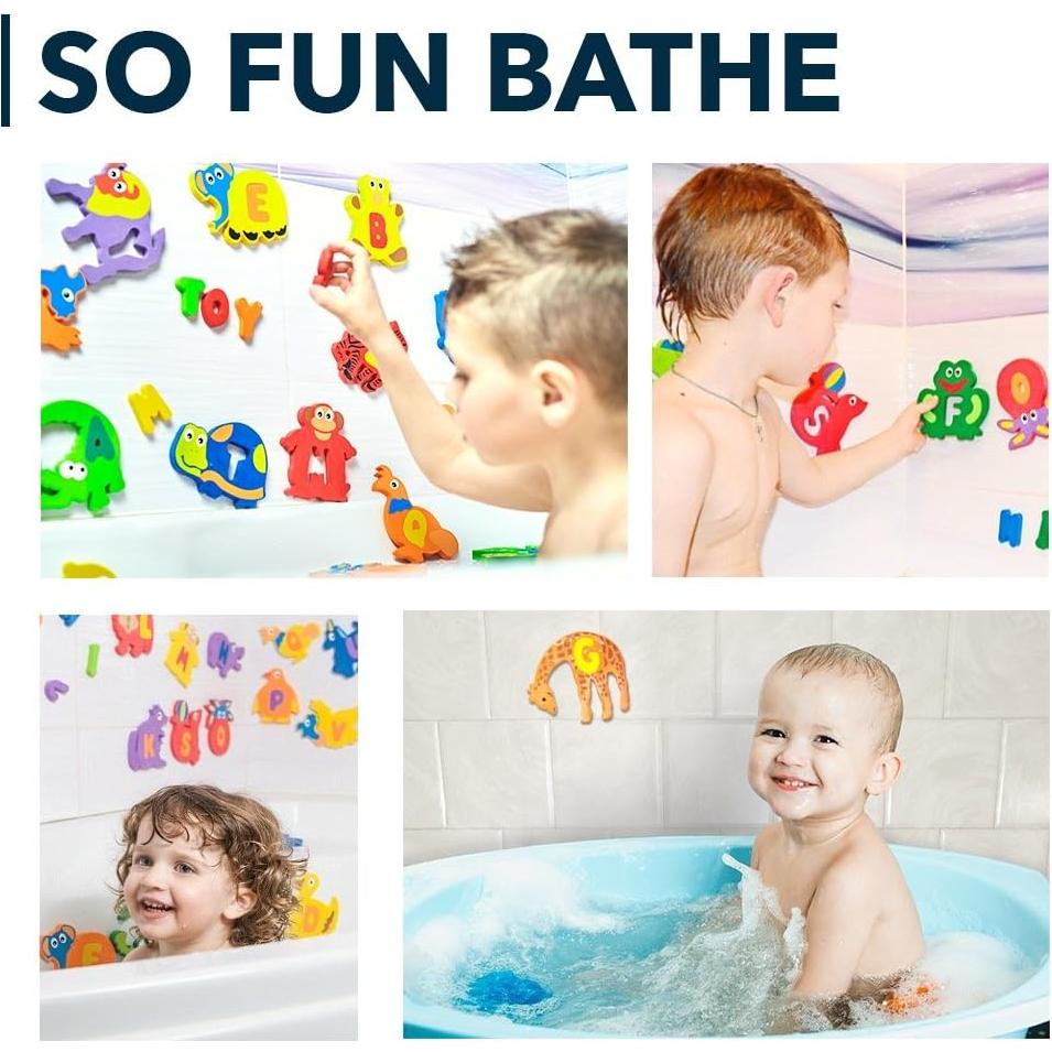 Juguetes de Baño de Espuma Baby Loovi - Alfabeto y Animales 52 Piezas