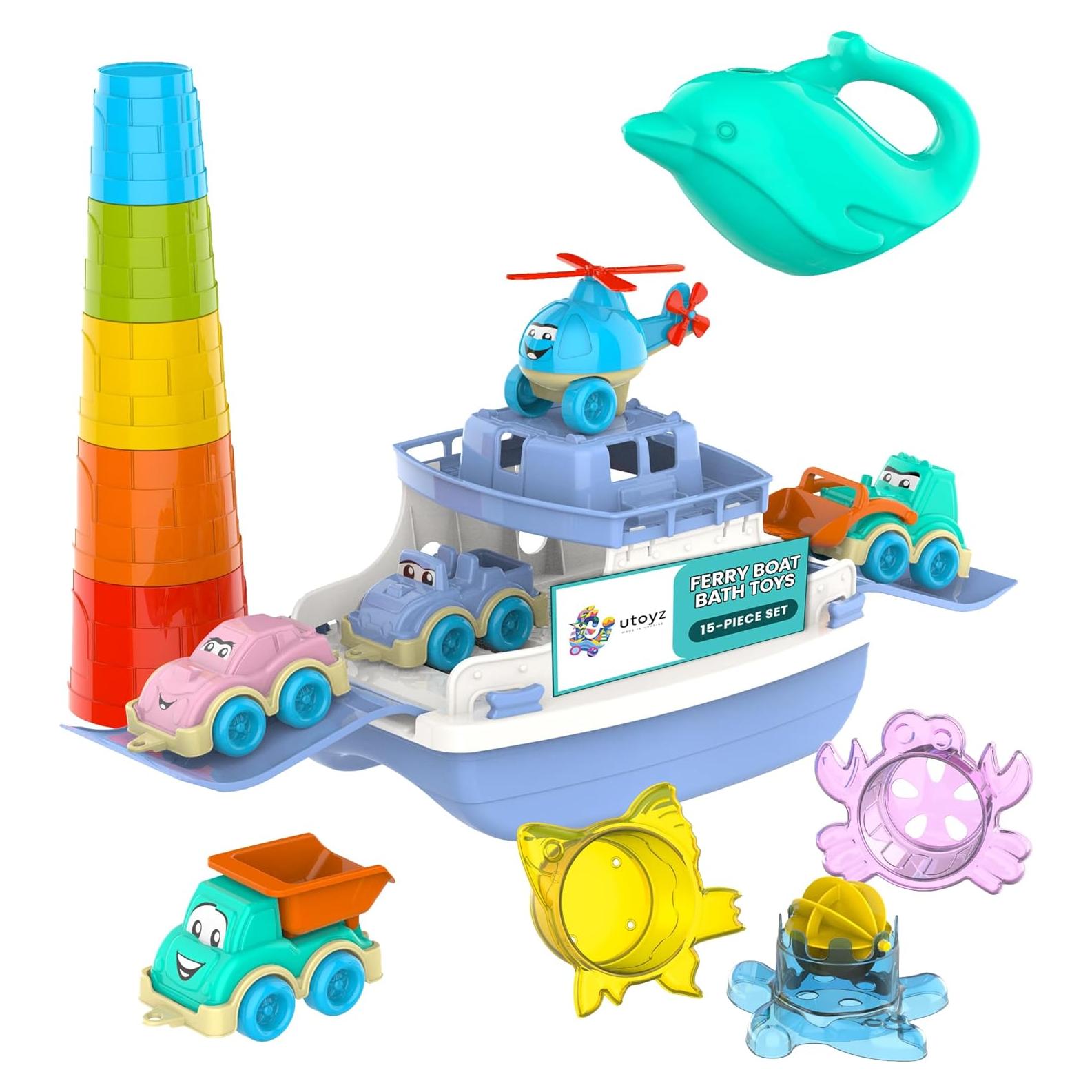 Conjunto de Juguetes de Baño Ferry Diversión 15 Piezas