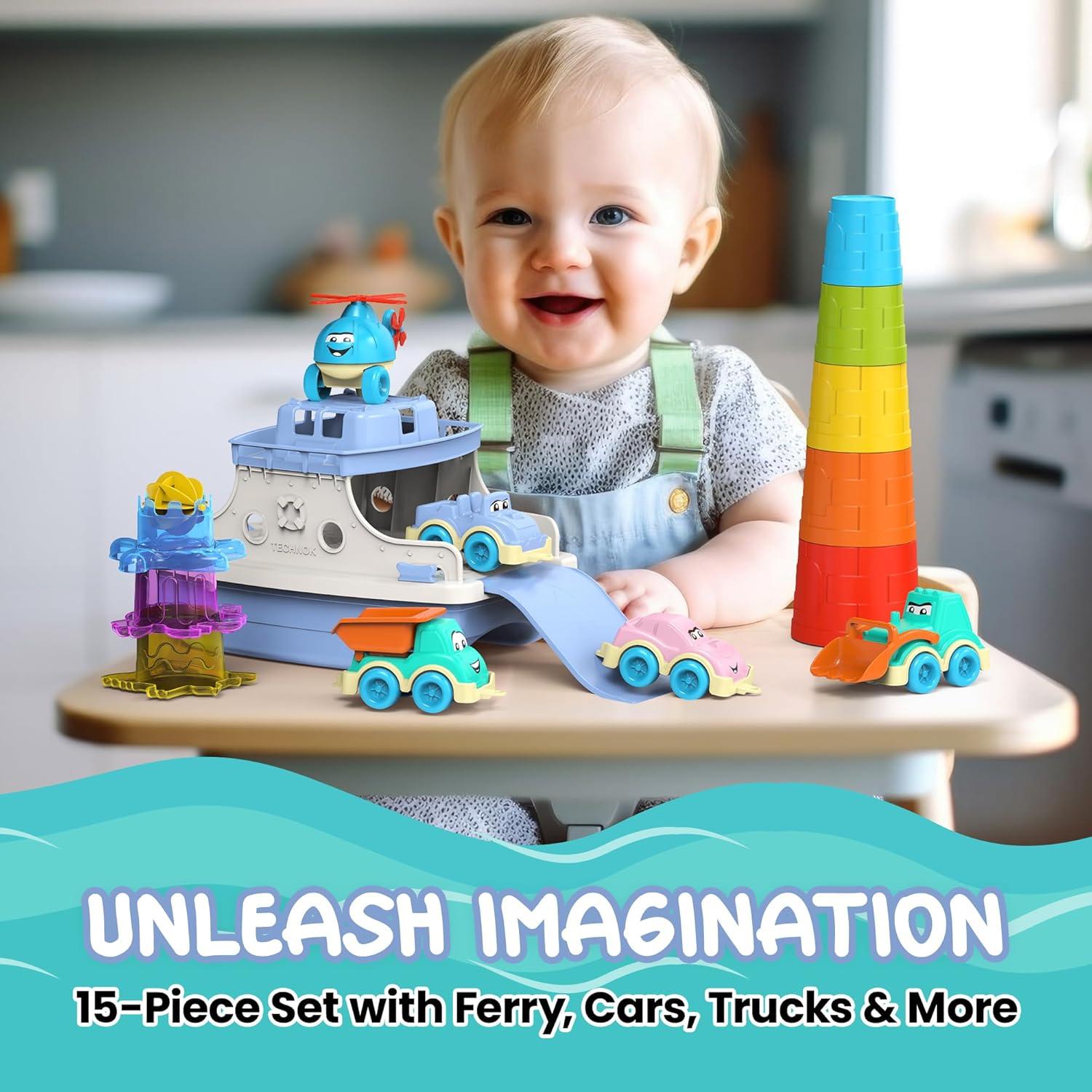 Conjunto de Juguetes de Baño Ferry Diversión 15 Piezas