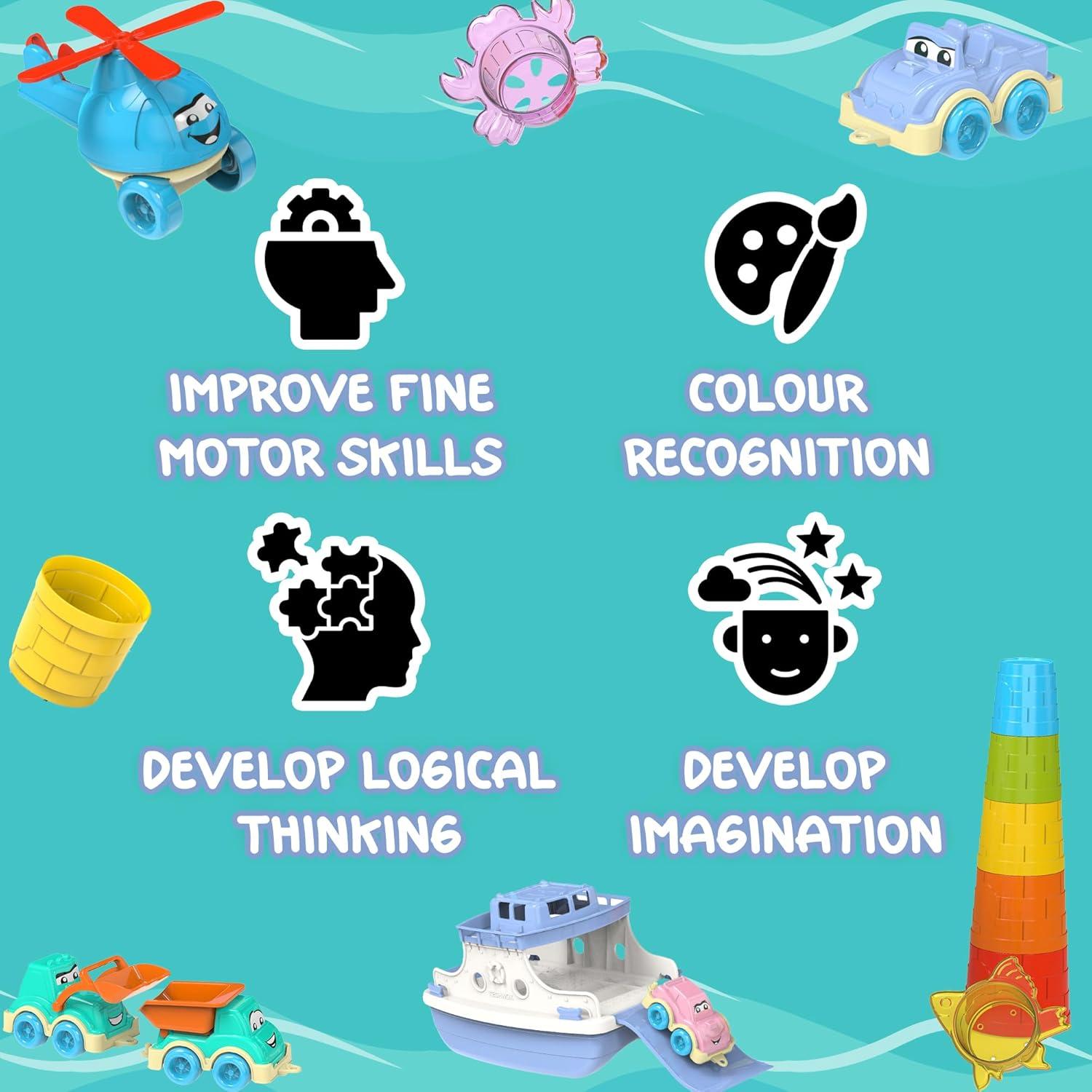 Conjunto de Juguetes de Baño Ferry Diversión 15 Piezas