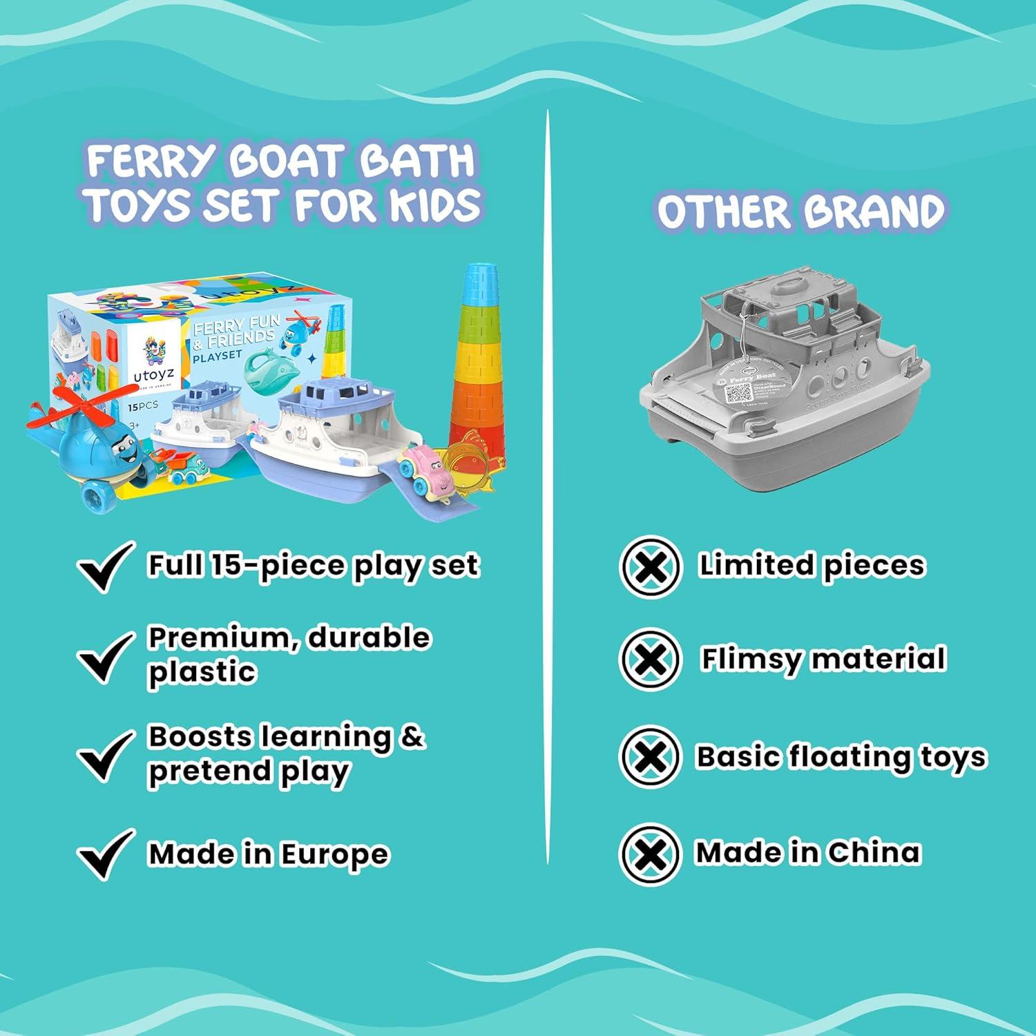 Conjunto de Juguetes de Baño Ferry Diversión 15 Piezas