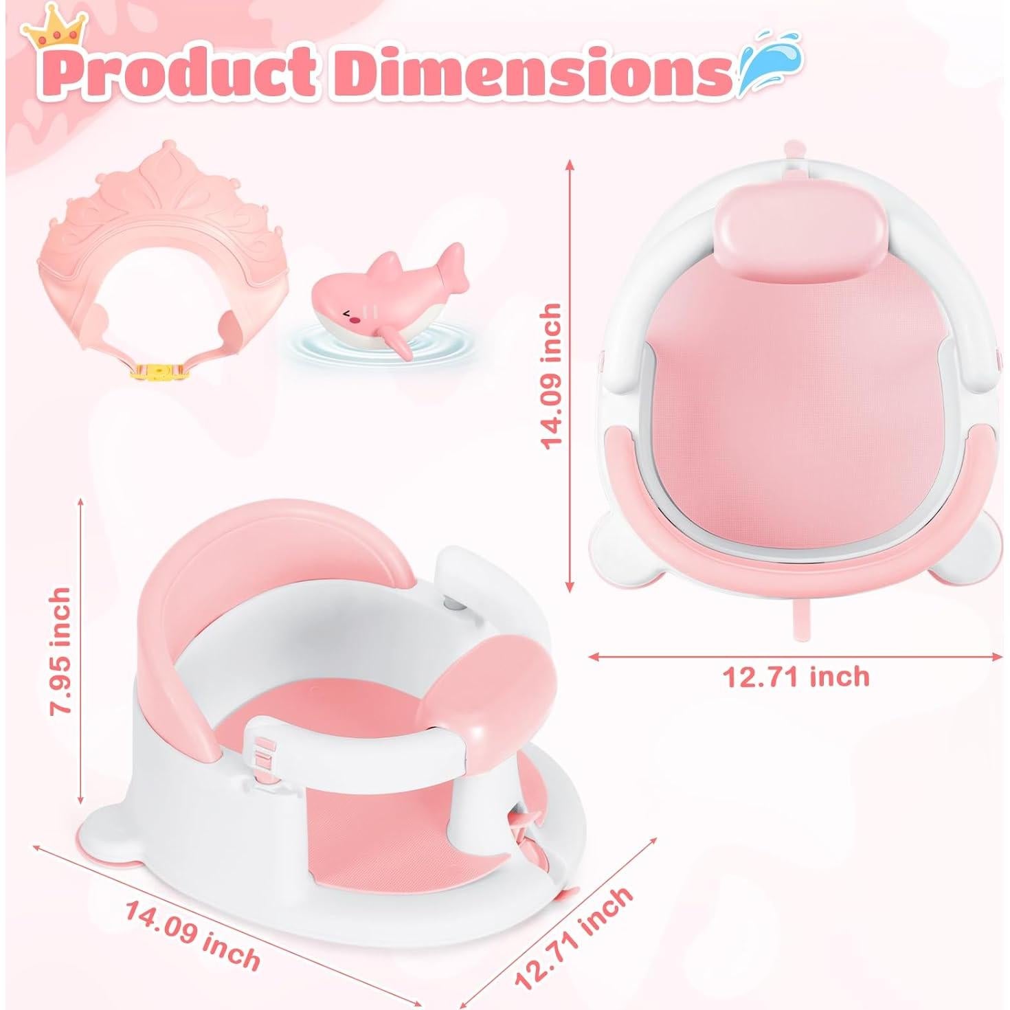Asiento de Baño para Bebés Kirumie Rosa Antideslizante 1.2kg