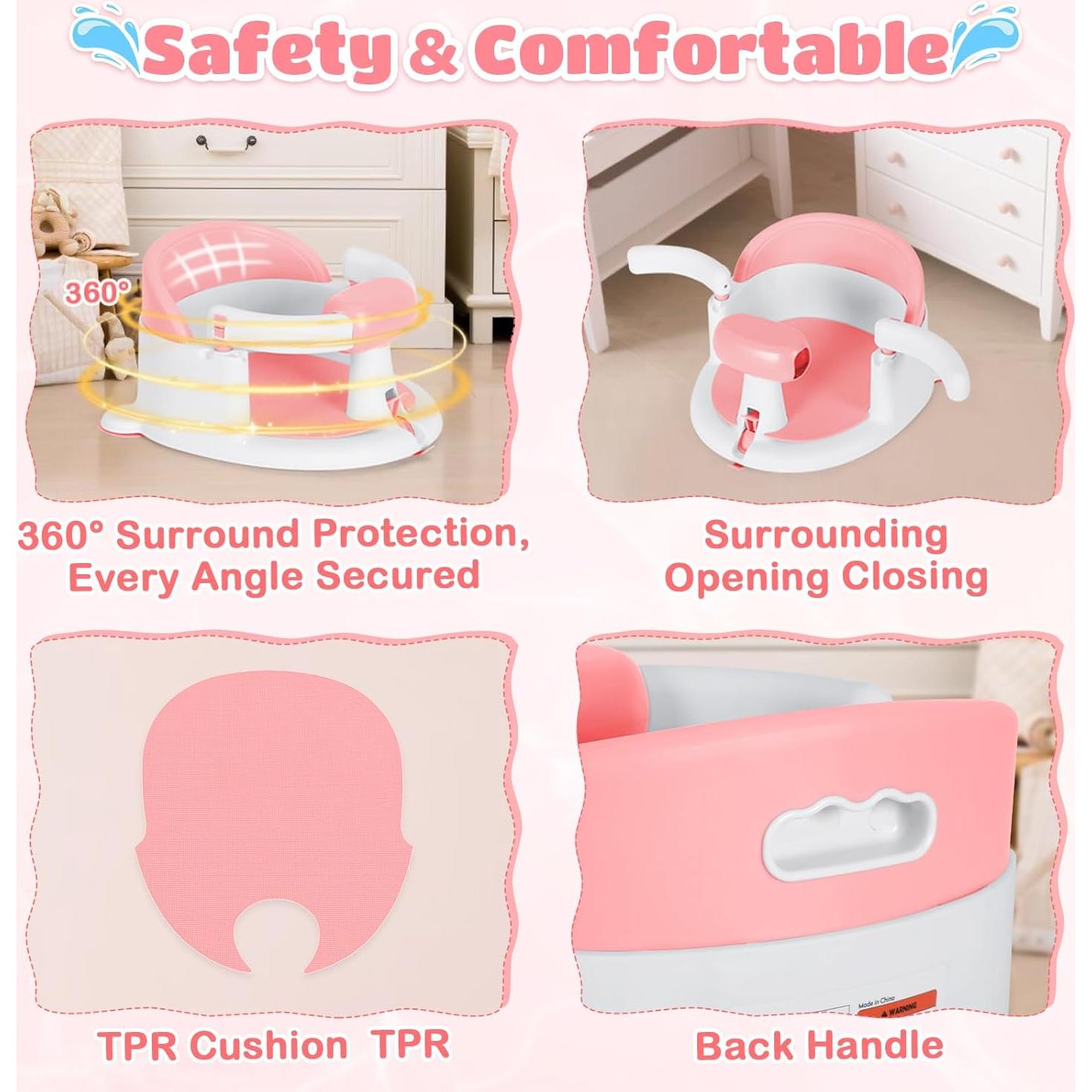 Asiento de Baño para Bebés Kirumie Rosa Antideslizante 1.2kg