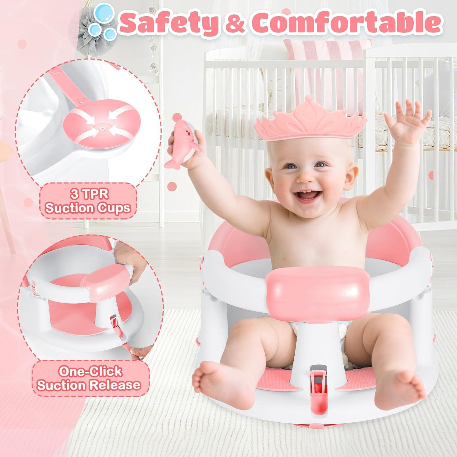 Asiento de Baño para Bebés Kirumie Rosa Antideslizante 1.2kg