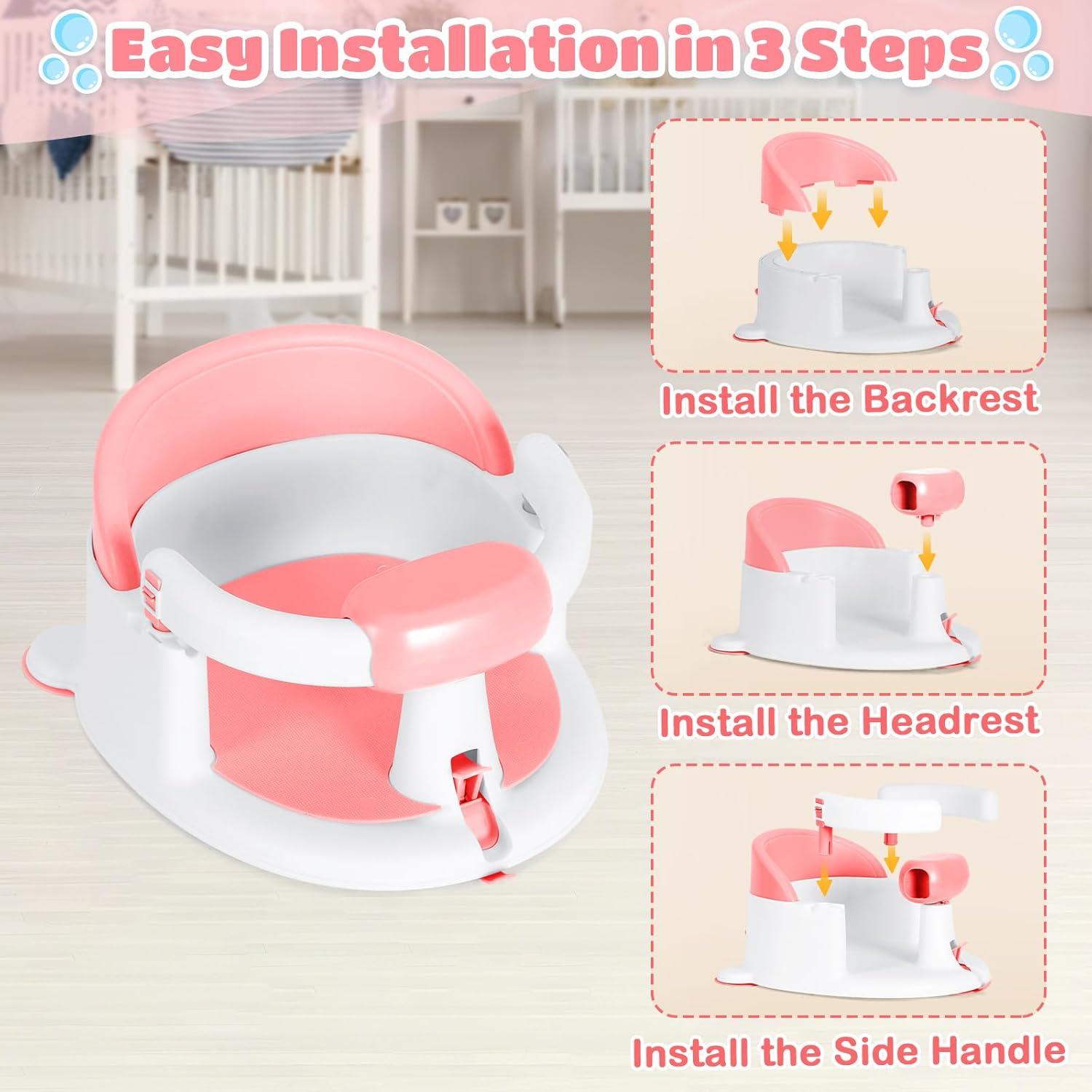 Asiento de Baño para Bebés Kirumie Rosa Antideslizante 1.2kg