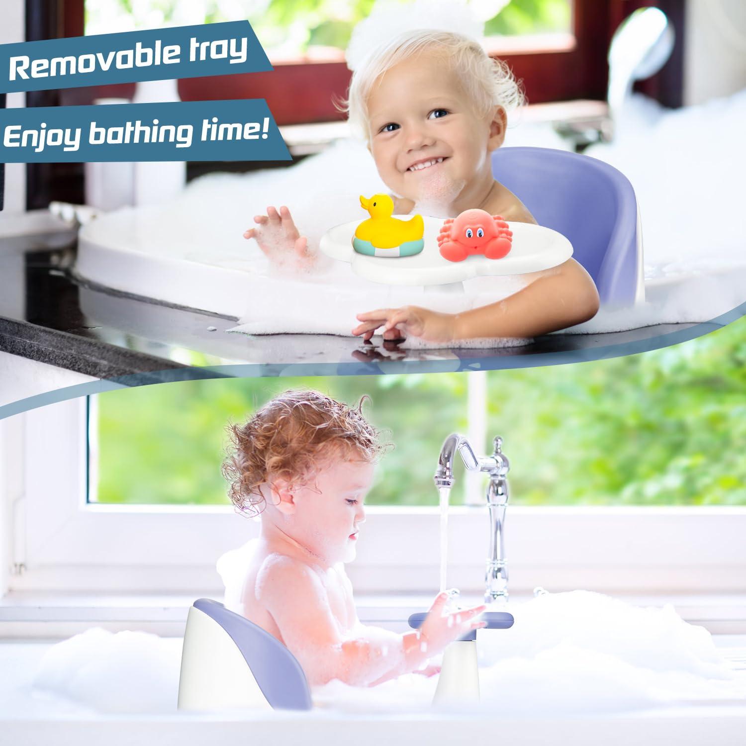 Asiento de Baño para Bebés OMYBaby Azul con Bandeja Desmontable