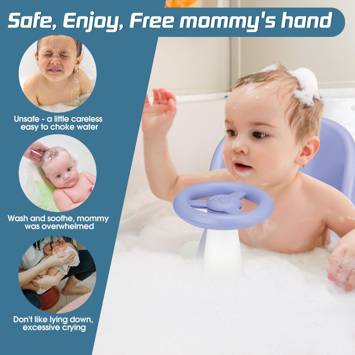 Asiento de Baño para Bebés OMYBaby Azul con Bandeja Desmontable
