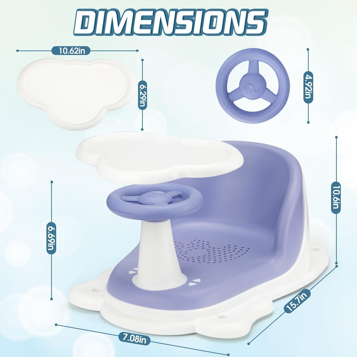 Asiento de Baño para Bebés OMYBaby Azul con Bandeja Desmontable