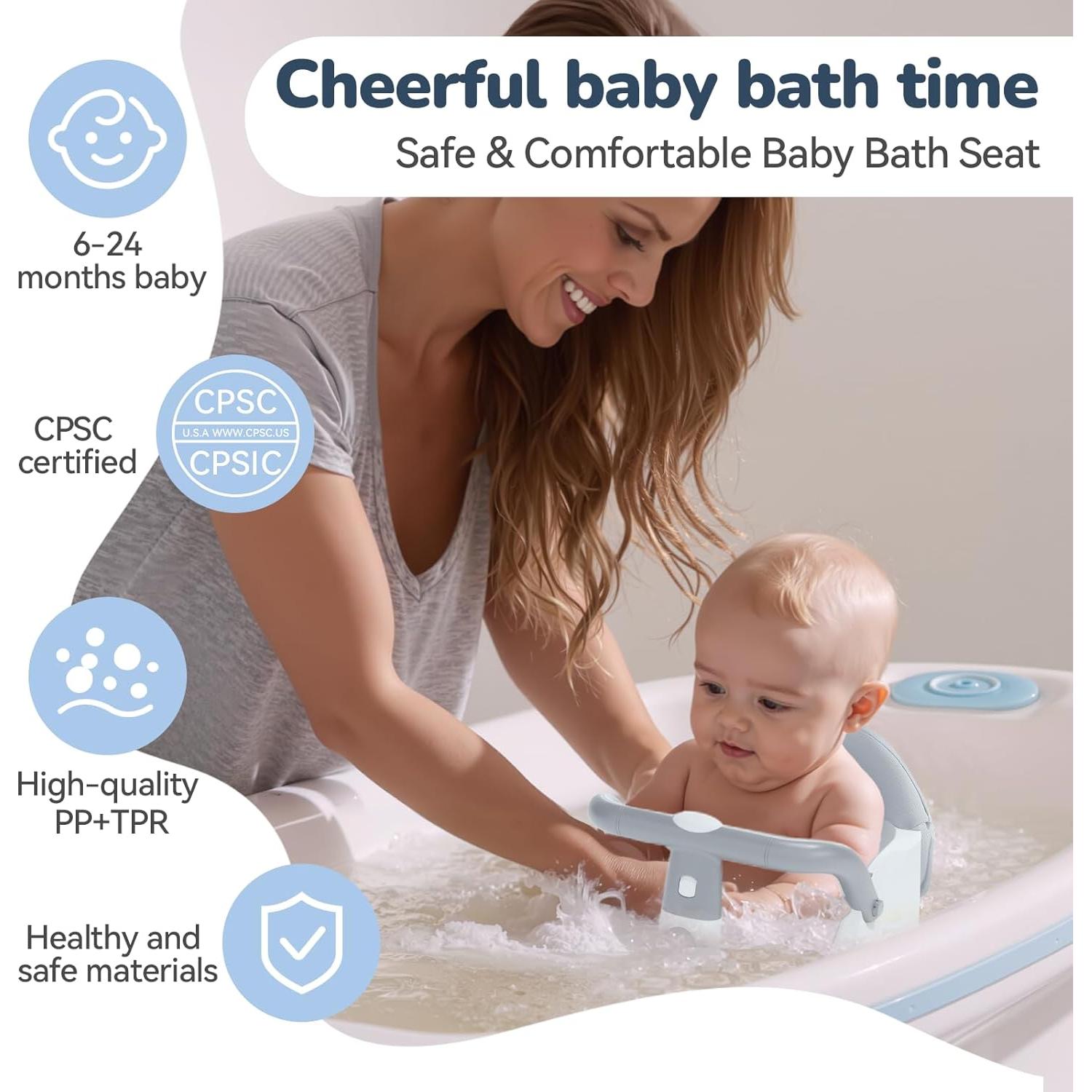 Asiento de Baño Antideslizante TOSGN para Bebés 6-24 Meses