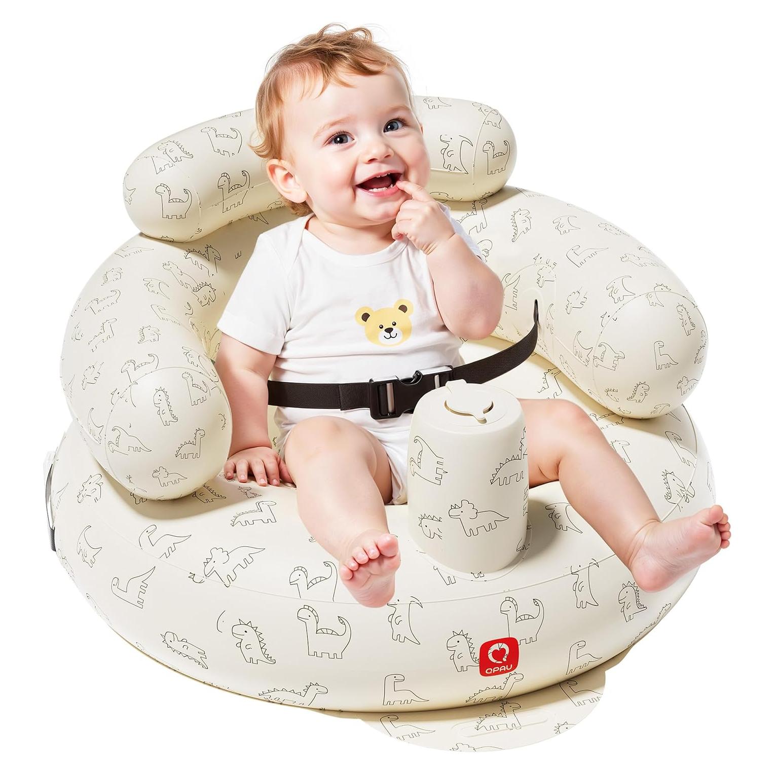 Asiento Inflable para Bebés QPAU Dinosaurio con Arnés 30x50cm