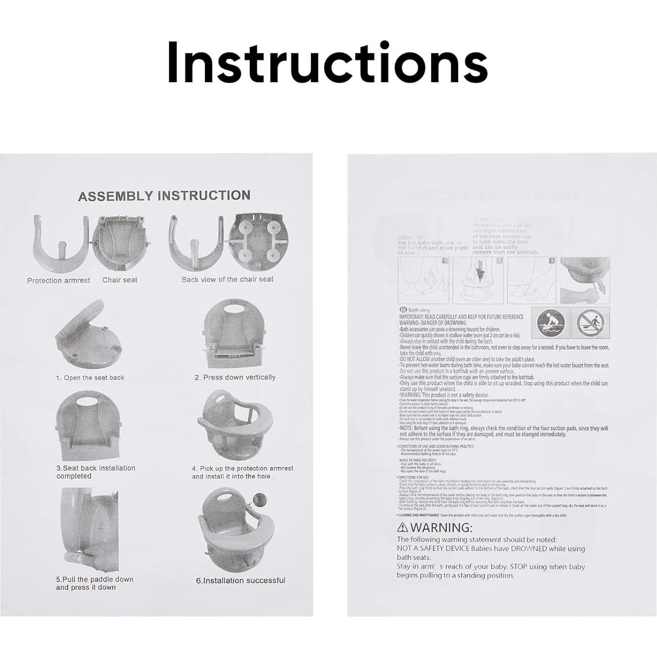 Asiento de Baño Antideslizante para Bebés 6-18 Meses Gris