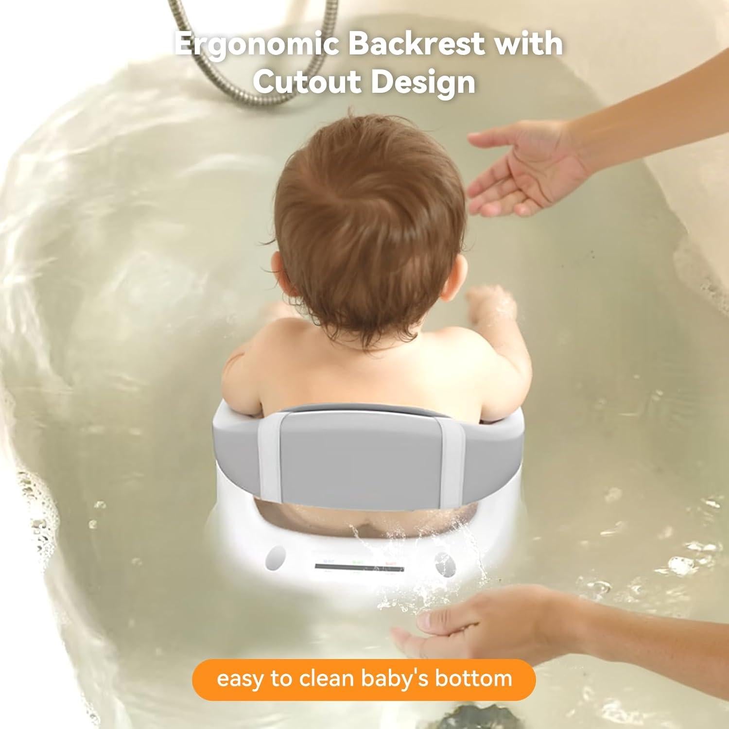 Asiento de Baño para Bebés 6-24 Meses Gris - Protección 360°