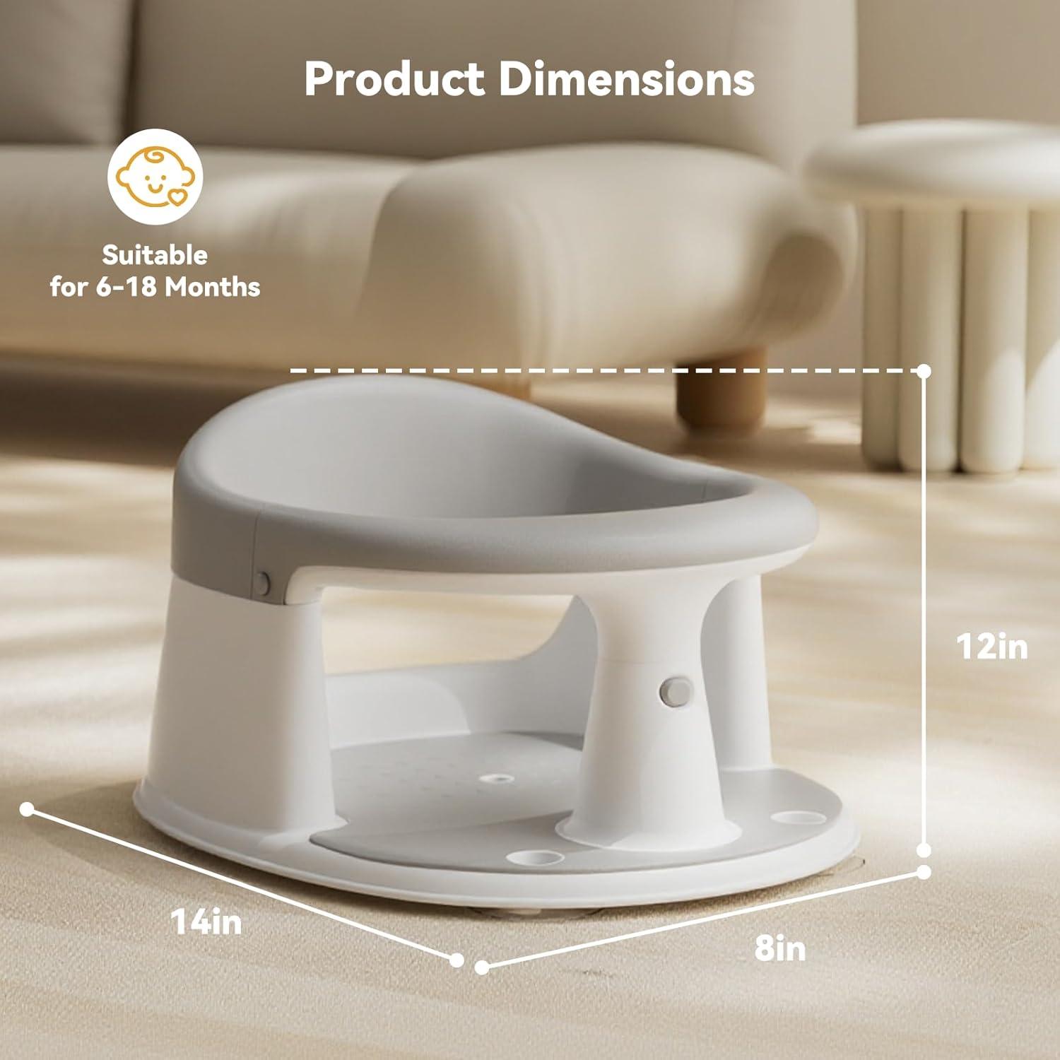 Asiento de Baño para Bebés 6-24 Meses Gris - Protección 360°