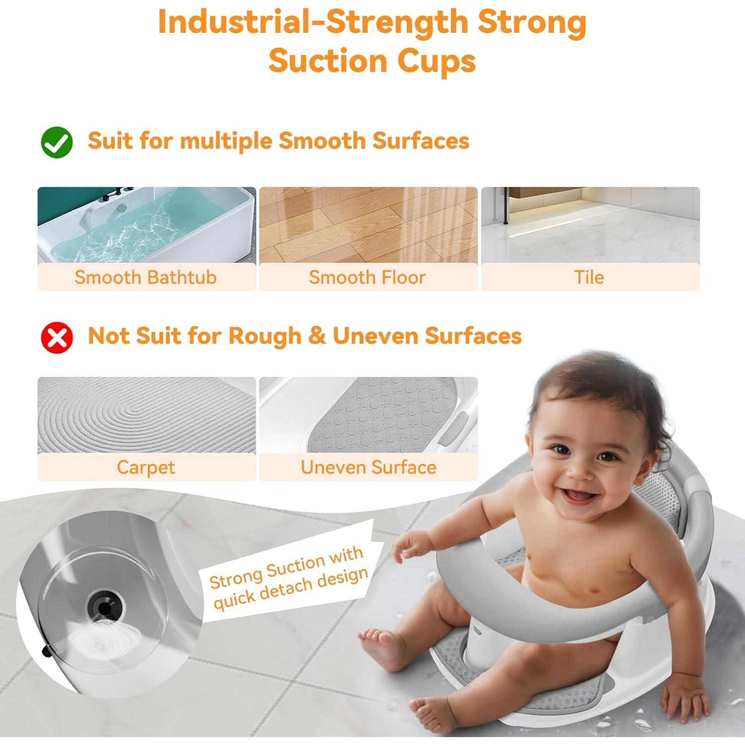 Asiento de Baño para Bebés 6-24 Meses Gris - Protección 360°