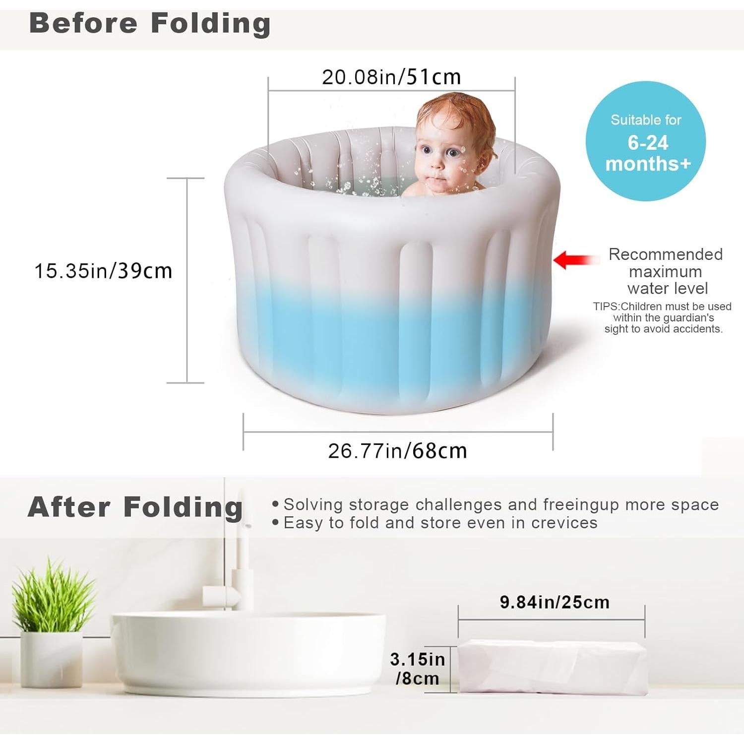 Asiento de Baño Inflable Hantaiwan para Bebés 12-24 Meses