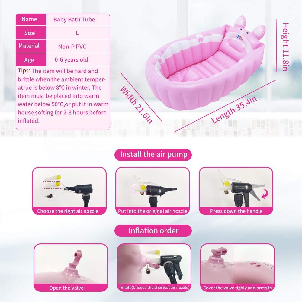 Bañera Inflable Anbel Rosa para Bebés 0-6 Años