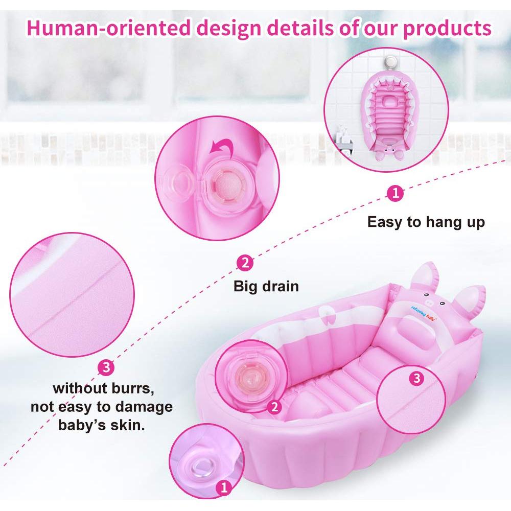 Bañera Inflable Anbel Rosa para Bebés 0-6 Años