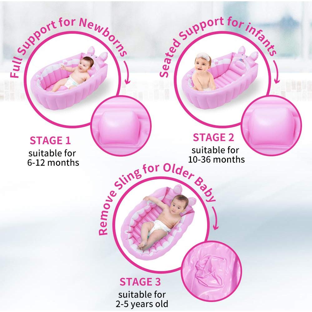 Bañera Inflable Anbel Rosa para Bebés 0-6 Años