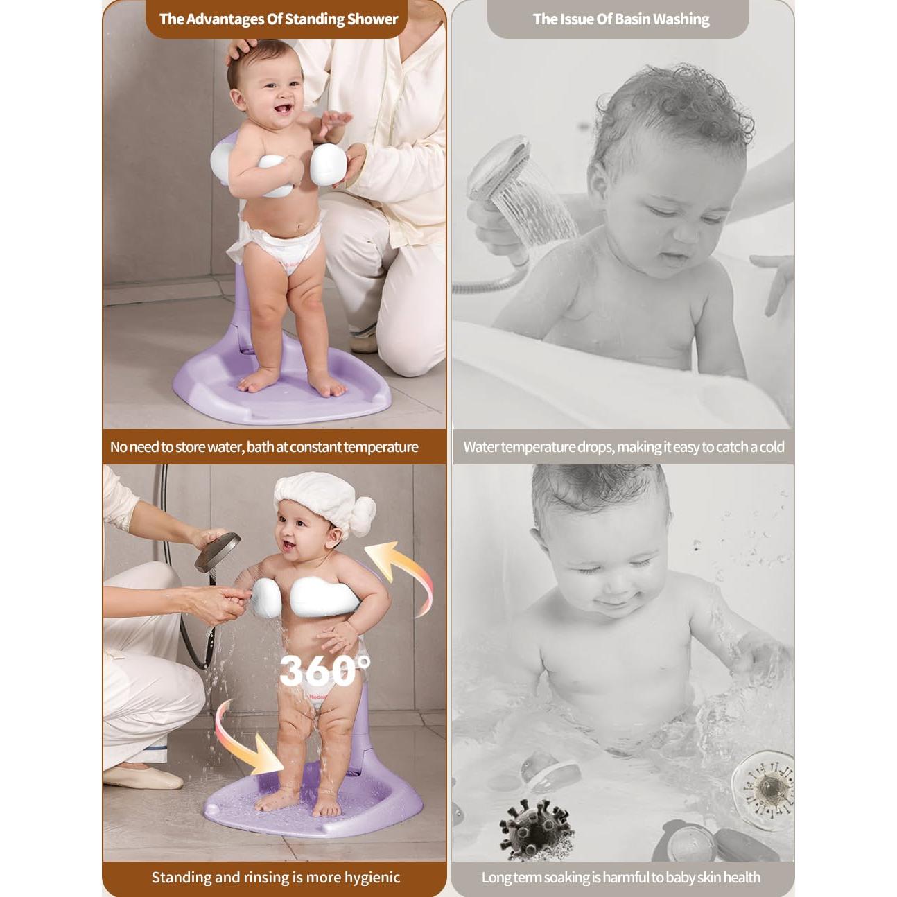 Soporte de Ducha para Bebé Bonbay Ajustable Plegable Antideslizante