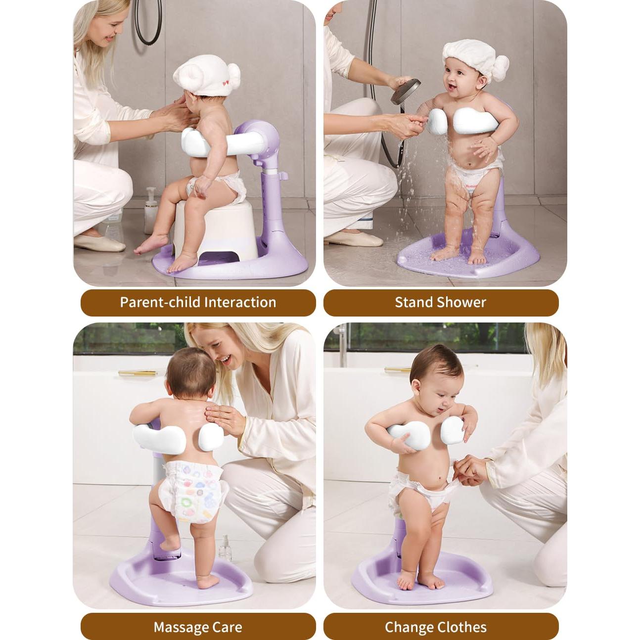 Soporte de Ducha para Bebé Bonbay Ajustable Plegable Antideslizante