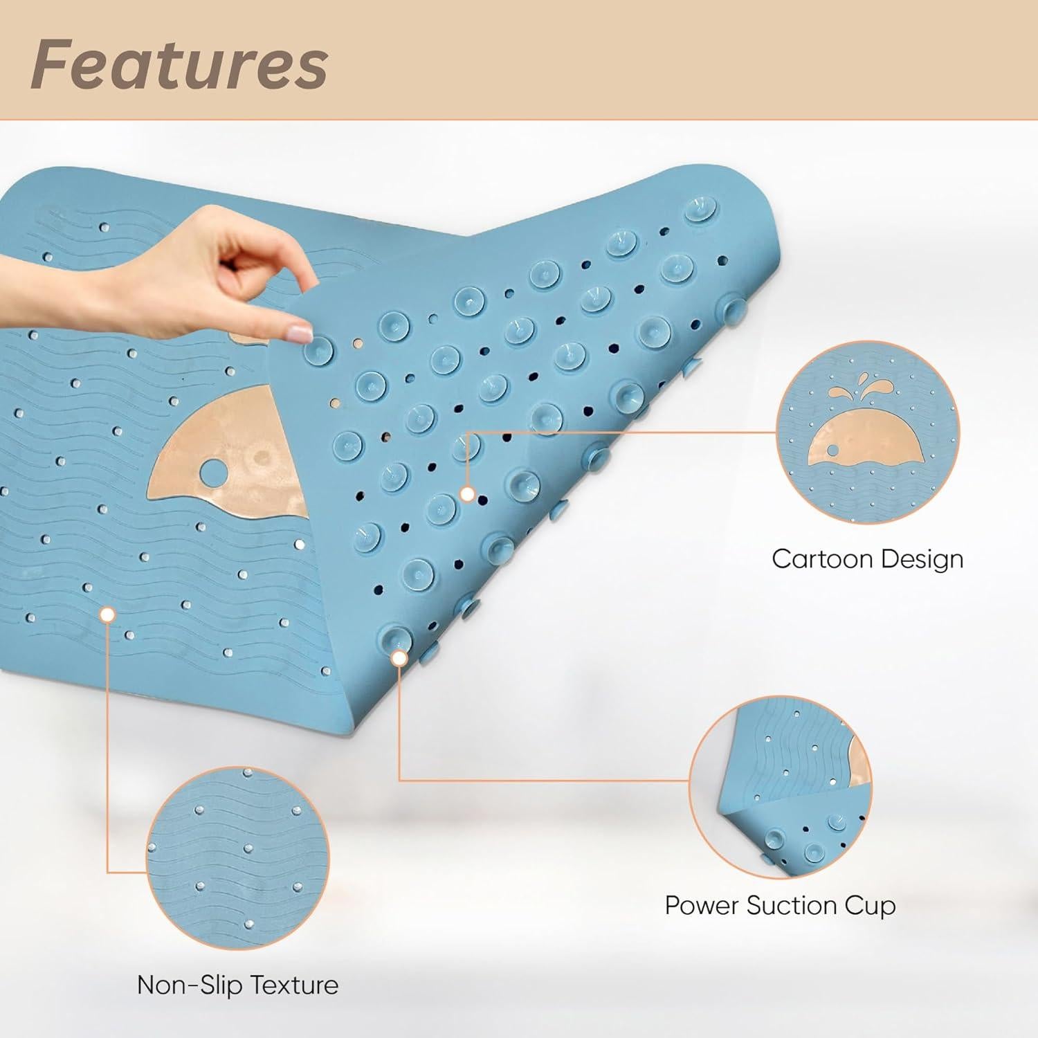 Alfombrilla Antideslizante para Bañera Bebés LilPea 63.5x35.5cm Azul