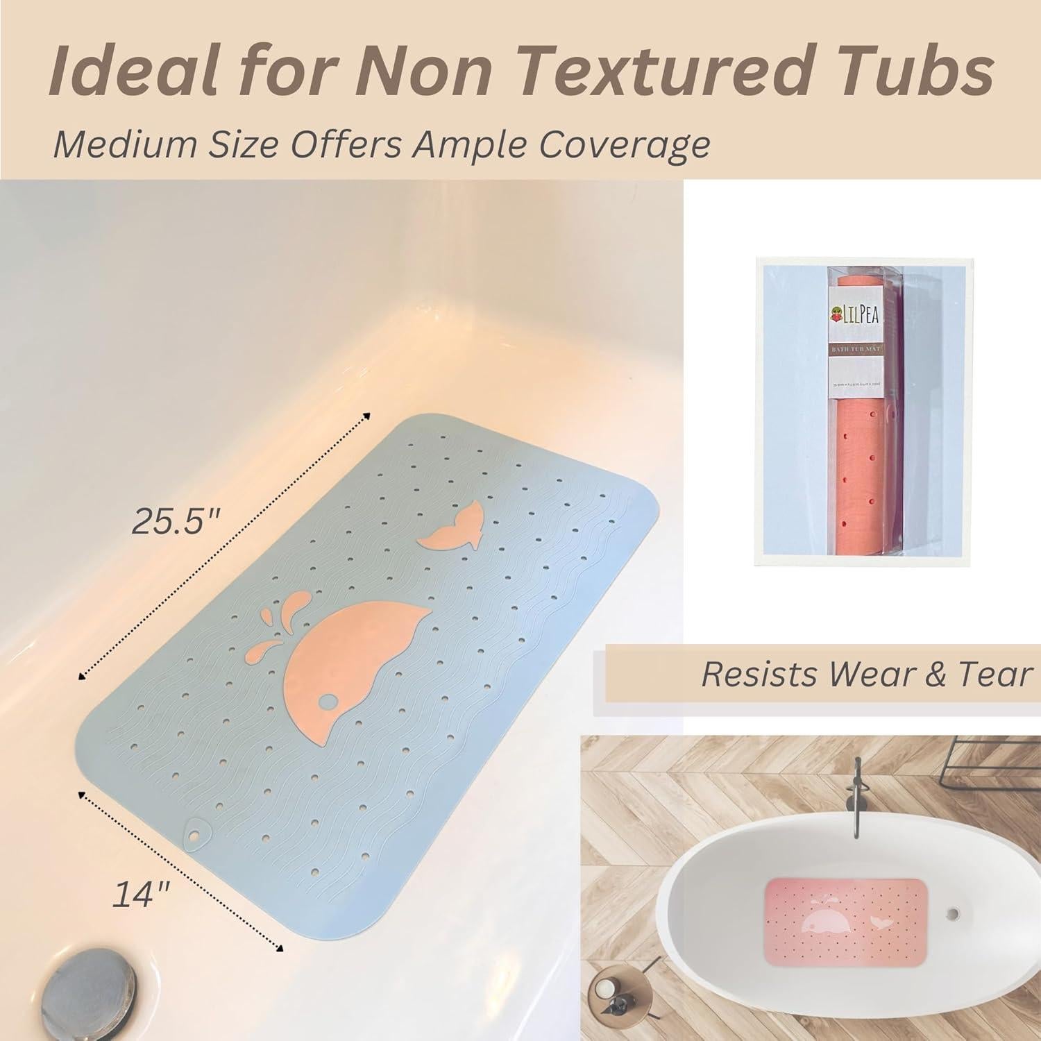 Alfombrilla Antideslizante para Bañera Bebés LilPea 63.5x35.5cm Azul