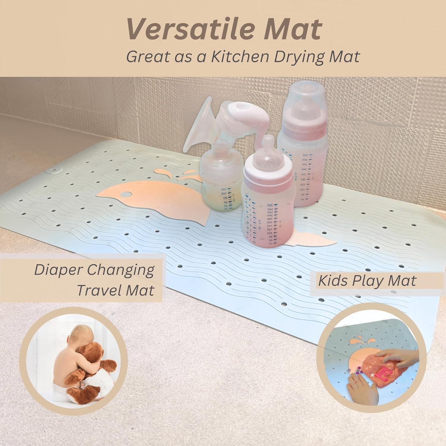 Alfombrilla Antideslizante para Bañera Bebés LilPea 63.5x35.5cm Azul