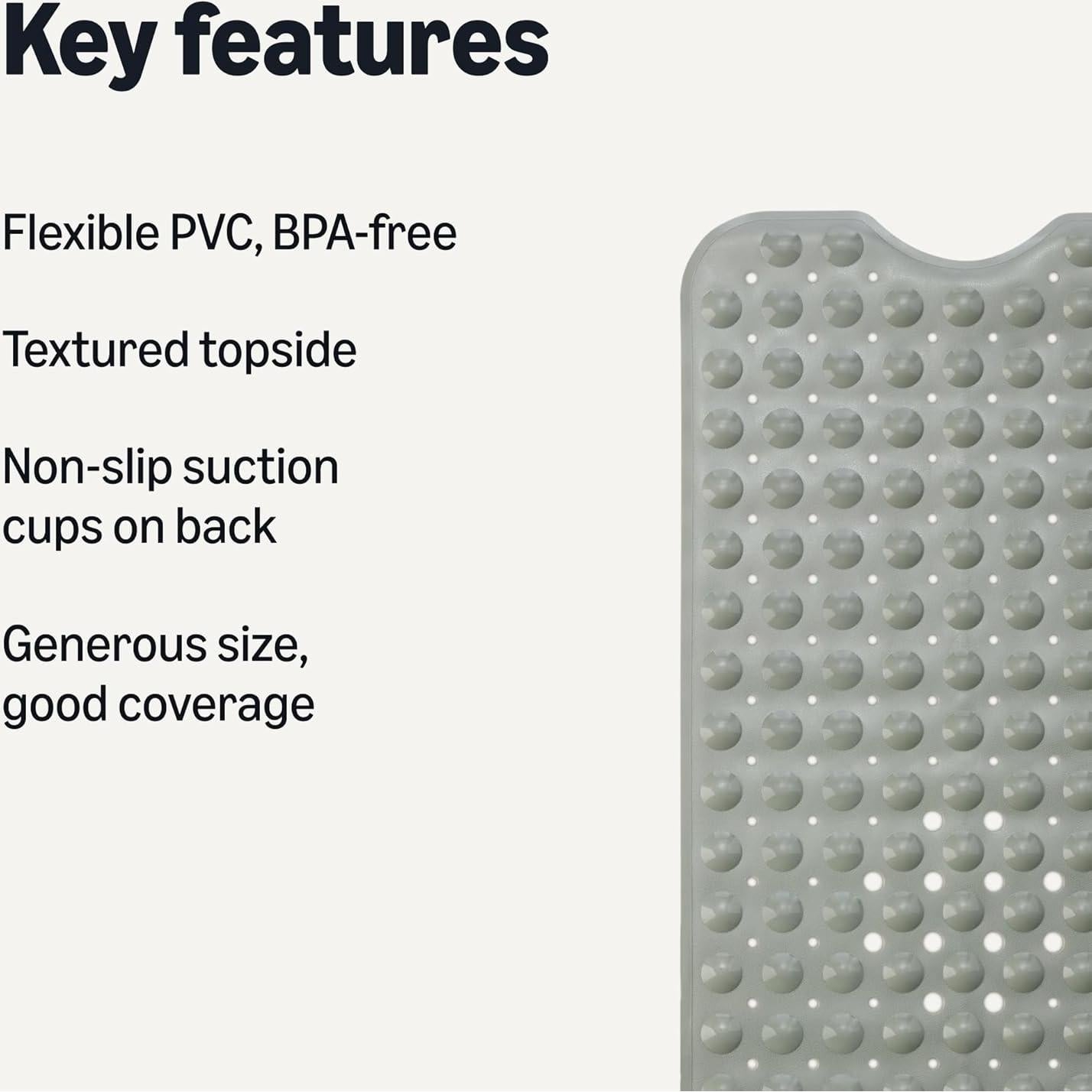 Alfombra de baño antideslizante Amazon Basics 101.6x40.6cm Gris