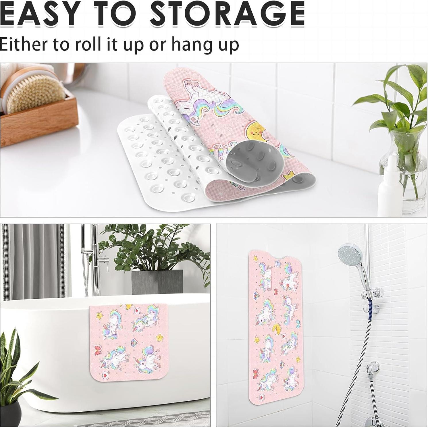 Alfombra de Baño Antideslizante Culudea Rosa Unicornio 101.6x40.6 cm