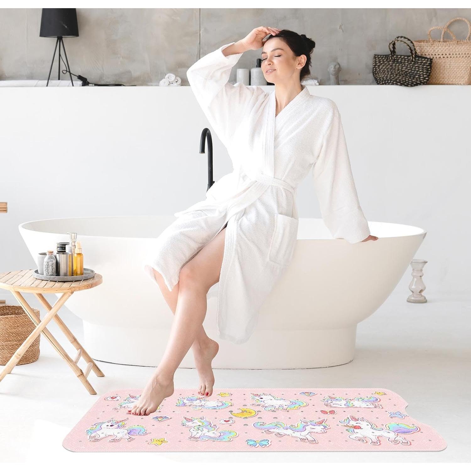 Alfombra de Baño Antideslizante Culudea Rosa Unicornio 101.6x40.6 cm
