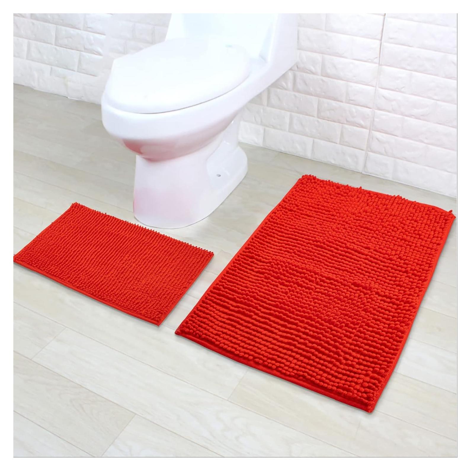 Alfombra de Baño Eanpet Chenille Antideslizante 50x80cm Rojo