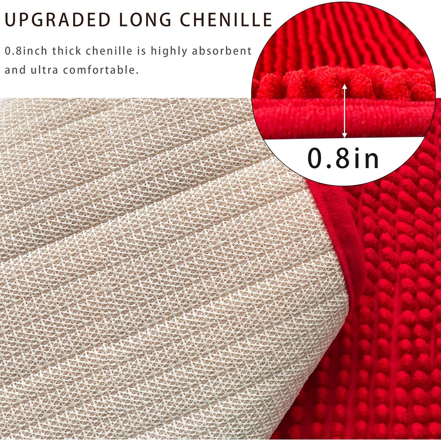 Alfombra de Baño Eanpet Chenille Antideslizante 50x80cm Rojo