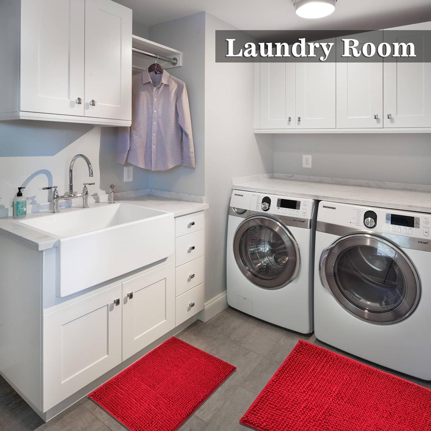 Alfombra de Baño Eanpet Chenille Antideslizante 50x80cm Rojo