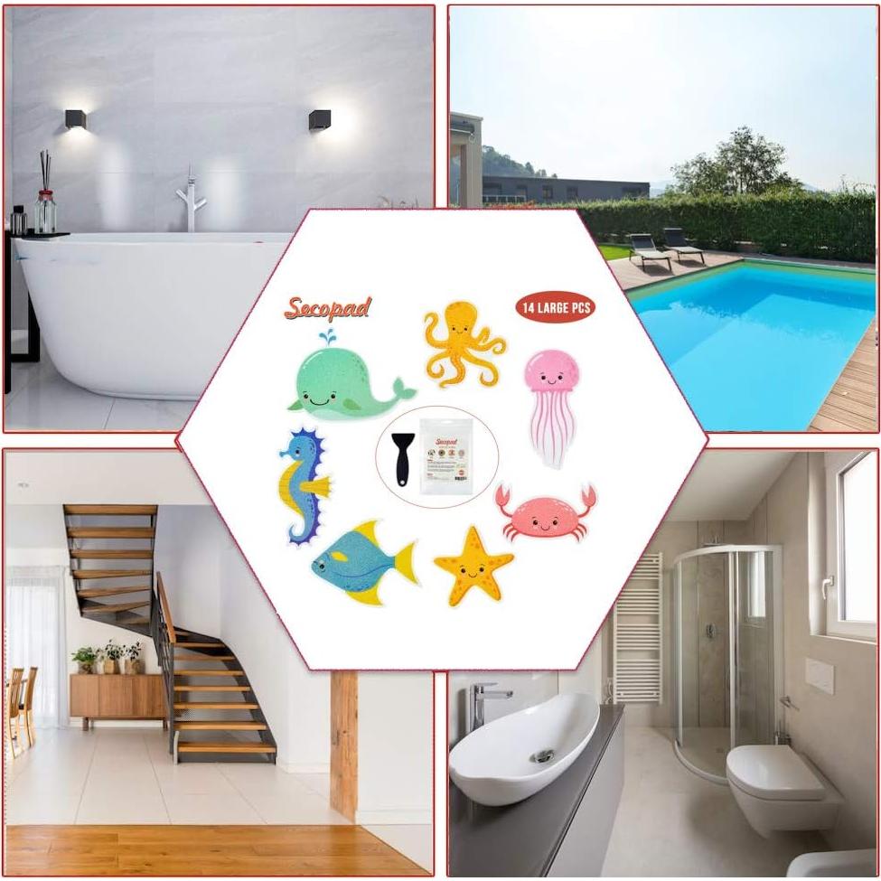 Pegatinas Antideslizantes para Bañera Seocpad 14 PCS Marinos