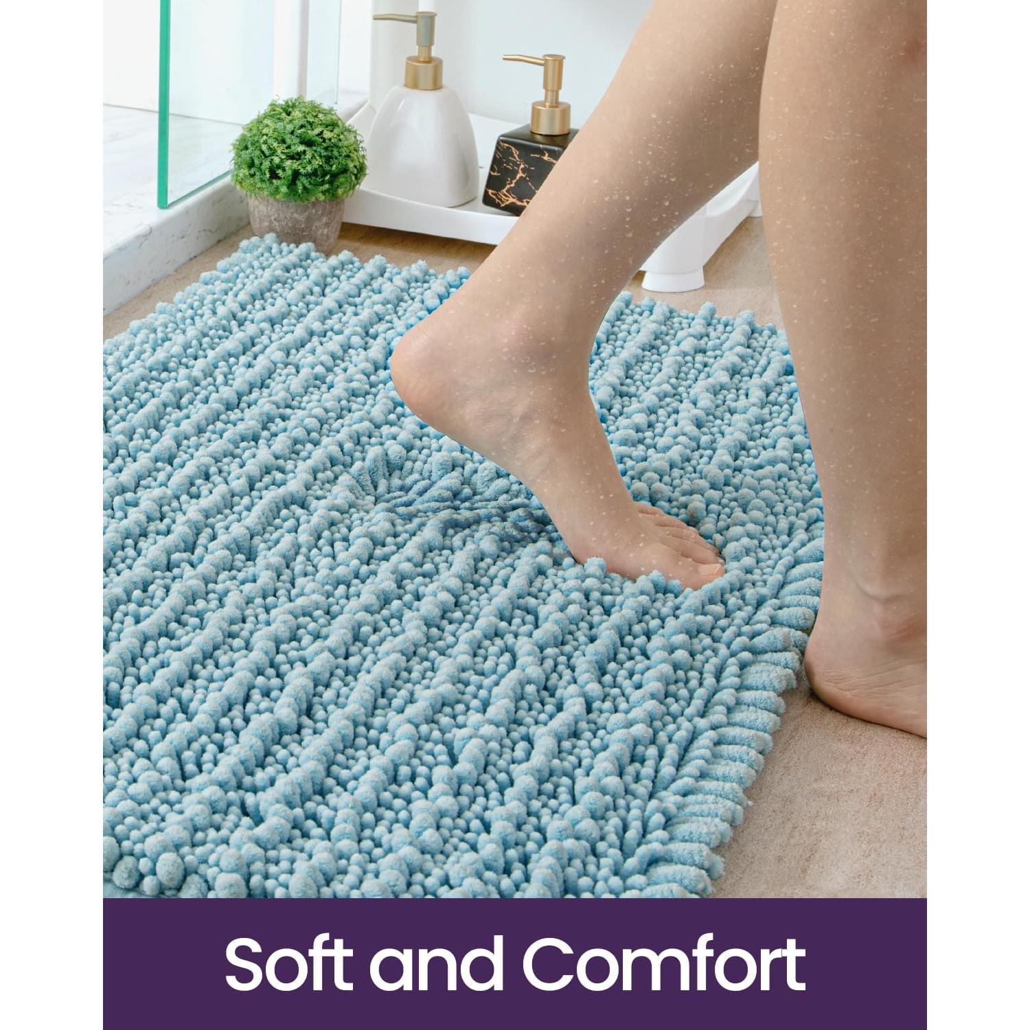 Alfombra de baño DEXI 40x60 cm chenilla antideslizante azul