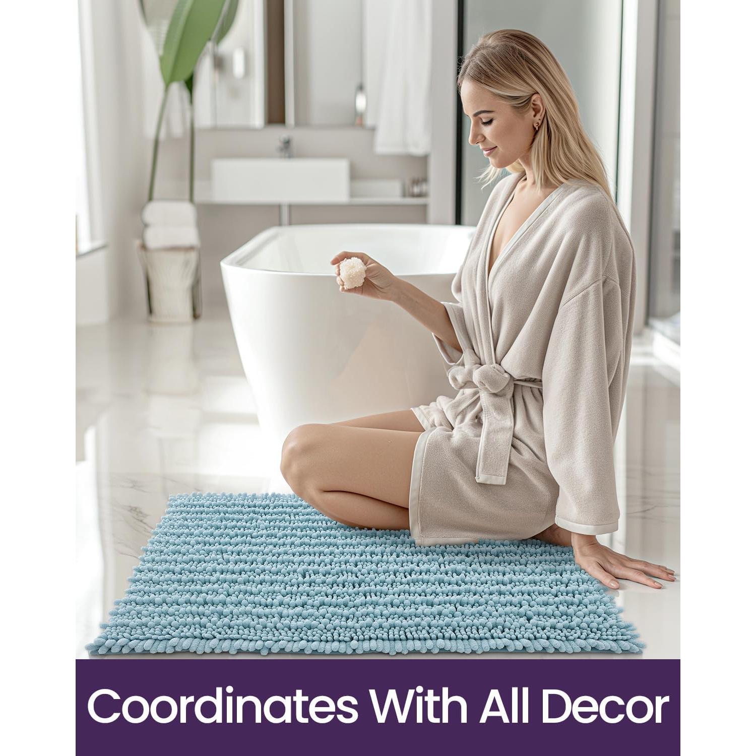 Alfombra de baño DEXI 40x60 cm chenilla antideslizante azul