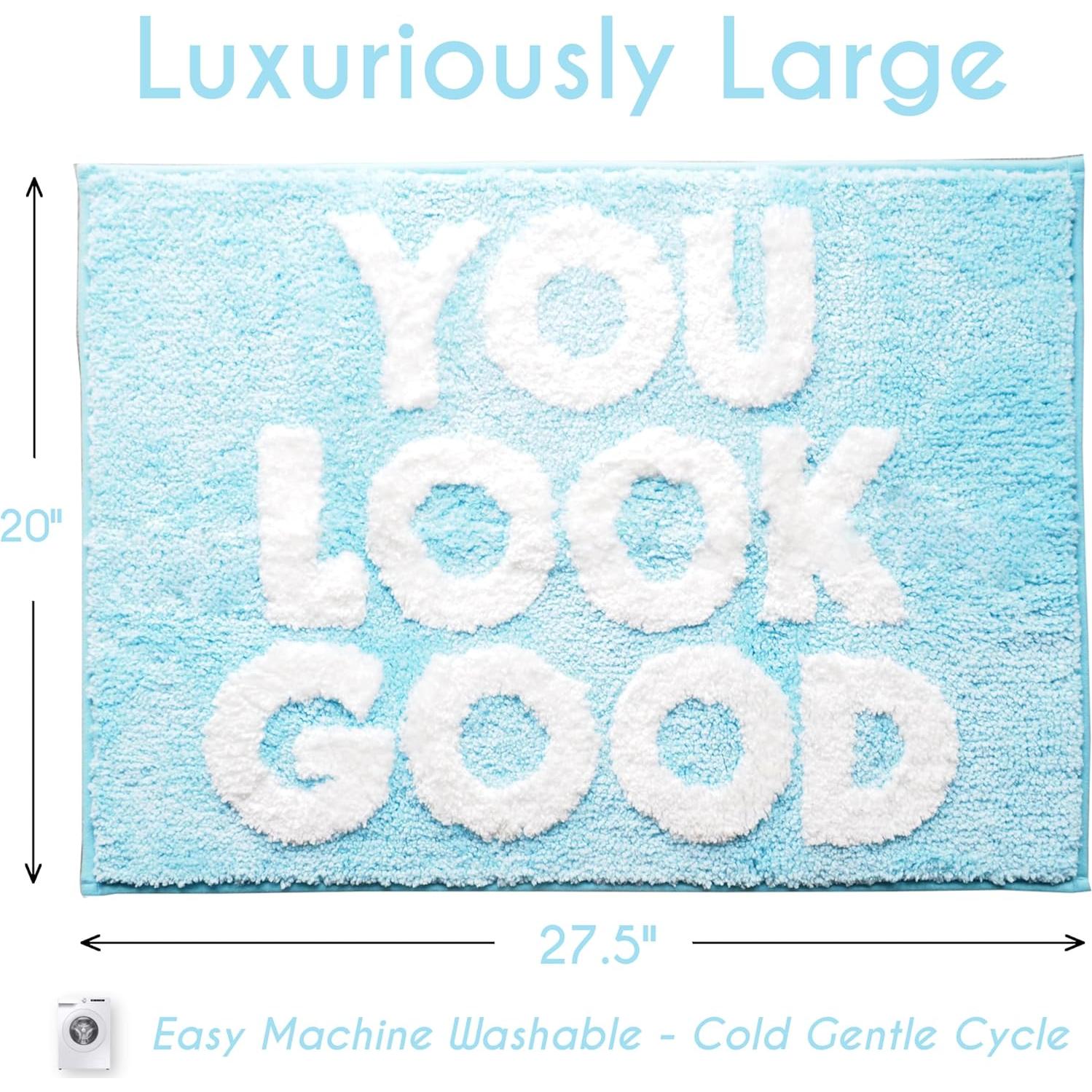 Alfombra de Baño Evovee Te Ves Bien 0.51x0.76m Azul Bebé