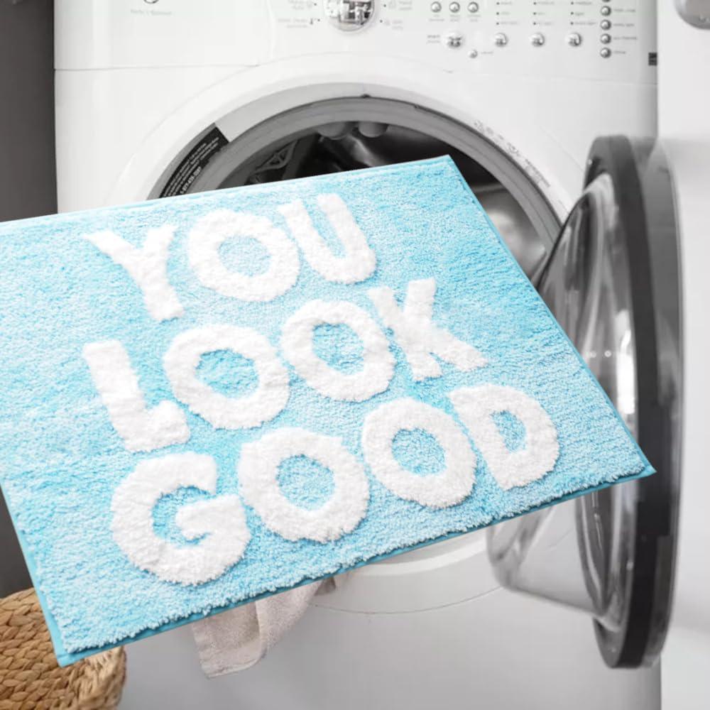 Alfombra de Baño Evovee Te Ves Bien 0.51x0.76m Azul Bebé