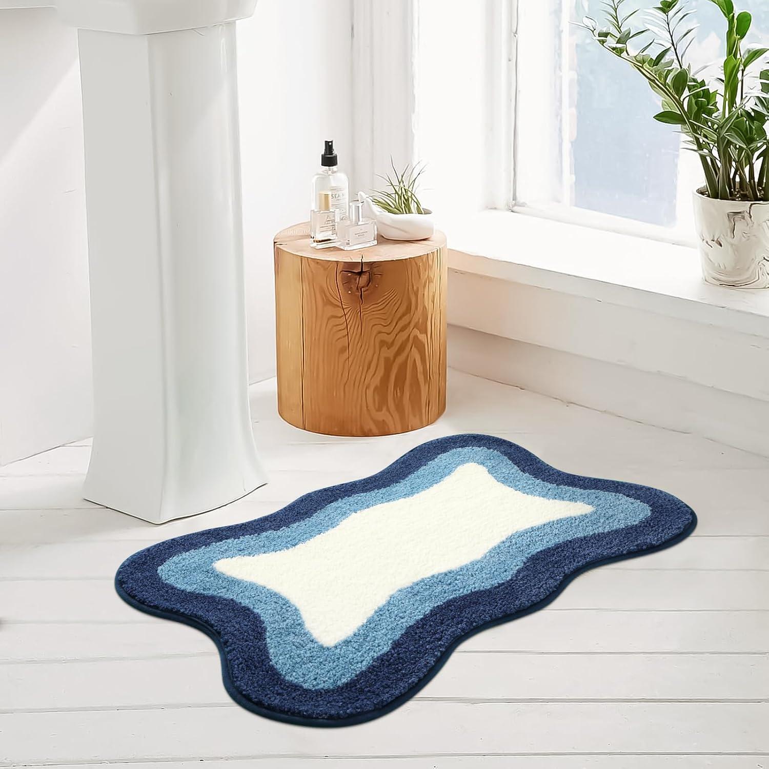 Alfombrilla de Baño HAOCOO Azul Irregular 45.7x63.5 cm Antideslizante