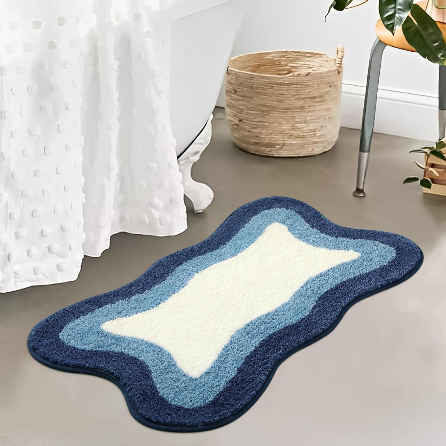 Alfombrilla de Baño HAOCOO Azul Irregular 45.7x63.5 cm Antideslizante